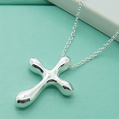 DOOLY Mode Heißer 925 Sterling Silber Schmuck Tropfen Anhänger Runde Kreuz Halskette Für Frauen Geschenk von DOOLY