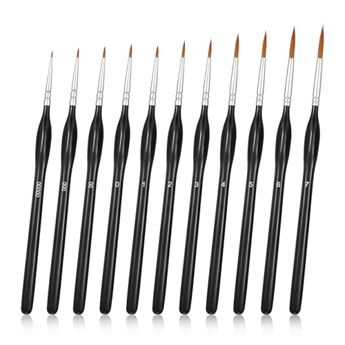 DOPENSPI 11 Stück Feine Detail Pinsel Set, Miniature Paint Brushes Feine Pinsel Kleine Künstlerpinsel Malen Nach Zahlen Miniatur Zeichenpinsel Modellbau Pinsels for Acryl Aquarell Öl Miniaturen von DOPENSPI