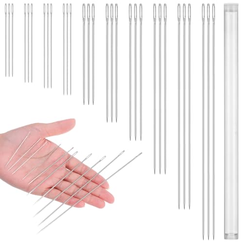 DOPENSPI 30 Stück Nähnadeln, 10 Verschiedene Größen Sticknadeln Edelstahl Nadeln Großem Öhr Stopfnadeln Nähen Nadeln Handnähnadel Mit Aufbewahrungsrohr für Stricken Sticken Sticken Nähen von DOPENSPI
