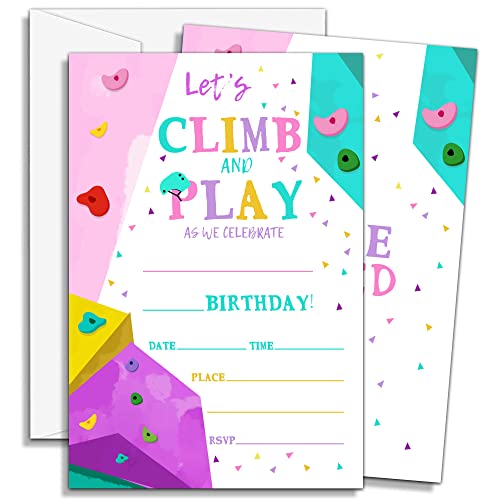 DOQPO Einladungskarten zum Klettern, zum Geburtstag, zum Klettern und Spielen, für Jungen und Mädchen, Geburtstagsdekoration, 20 Einladungen mit 20 Umschlägen – C31 von DOQPO
