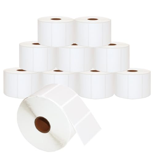 10 Rollen DOREE White Direct Thermal Labels Rollen 57 x 32 mm, für Zebra GK420D, GX420D, GK420T Thermodruck, 1500 Etiketten pro Rolle, Kern 25 mm, Schwarz auf Weiß von Doree