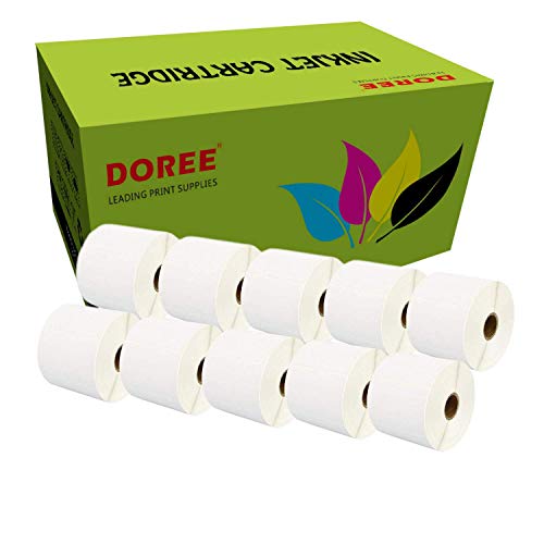 10 Rollen DOREE White Direct Thermoetiketten 102 x 150 mm für Zebra GK420D, GX420D, GK420T Thermodruck, 300 Etiketten pro Rolle, Kern 25 mm, 3000 Etiketten (10 Rolls LZ-102-150-25) von Doree