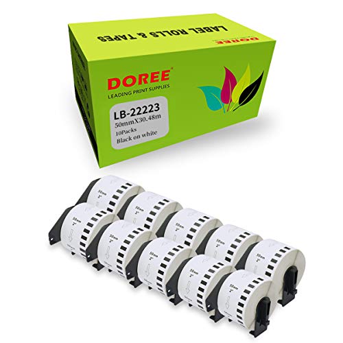 DOREE 10 × weiße DK-2223 kompatible Brother DK-2223 Adressetikettenrollen – 50 mm × 30,48 mm für Brother P-Touch QL-500 QL-550 QL-570 QL-700 QL-800 von Doree