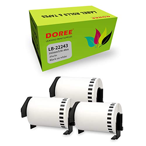DOREE 3 x weiße DK-22243 Adressetikettenrollen für Brother DK-22243, 102 mm × 30,48 m, für Brother P-Touch, QL-1050, QL-1050N, QL-1060N, QL-1100, QL-110NWB Etikettendrucker DOREE 3 x weiße DK-22243 Adressetikettenrollen für Brother DK-22243, 102 mm × 30,48 m, für Brother P-Touch, QL-1050, QL-1050N, QL-1060N, QL-1100, QL-110NWB Etikettendrucker von Doree
