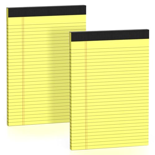 Gelbe Rechtsblöcke, 8,5 x 11 cm, breit liniert, 2 Stück, Notizblock 21,6 x 27,9 cm, kanariengelbes Papier, 9,5 kg, mikroperforierte Schreibblöcke, 30 Blatt pro Notizblock, ideal für Büro, Zuhause, Gelbe Rechtsblöcke, 8,5 x 11 cm, breit liniert, 2 Stück, Notizblock 21,6 x 27,9 cm, kanariengelbes Papier, 9,5 kg, mikroperforierte Schreibblöcke, 30 Blatt pro Notizblock, ideal für Büro, Zuhause, von DORFAS