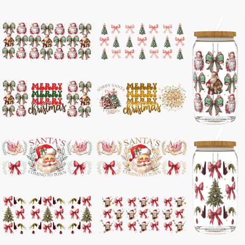 DORSBABY 8 Bögen Merry Christmas UV-DTF-Becher für 473 ml (Weihnachtsmann) von DORSBABY