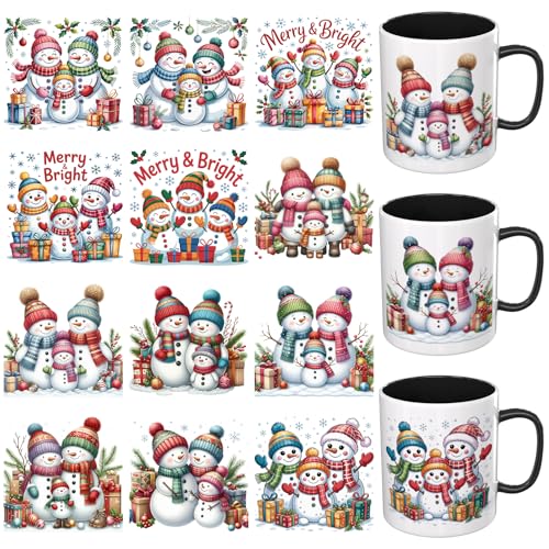 Dorsbaby 12 Blatt Schneemann UV DTF Cup Wrap (Familie) von DORSBABY