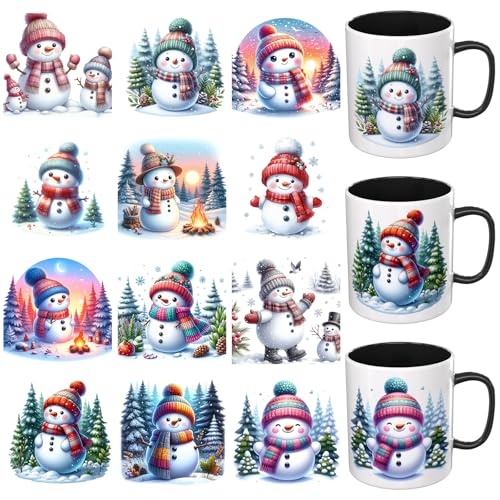 Dorsbaby 12 Blatt Schneemann UV DTF Cup Wrap (Snowy) von DORSBABY