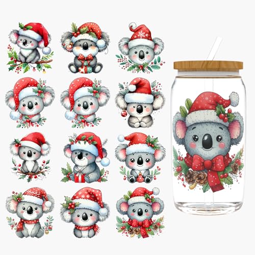 Dorsbaby 12 Blatt UV DTF Cup Wraps für 473 ml Weihnachten (Koala) von DORSBABY