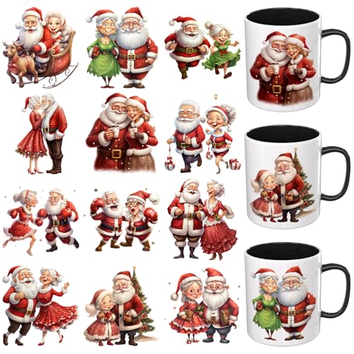 Dorsbaby 12 Blatt Weihnachts-UV-DTF-Becher (Weihnachtsmann) von DORSBABY
