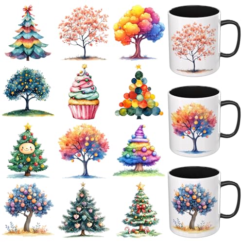 Dorsbaby 12 Blatt Weihnachtsbaum-UV-DTF-Becherfolie (Spaß) von DORSBABY