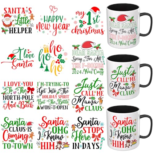 Dorsbaby 12 Blatt Zitate UV DTF Cup Wrap (Retro Christmas) von DORSBABY
