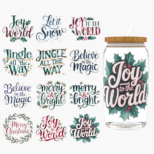 Dorsbaby 12 Blatt Zitate UV DTF Cup Wraps für 473 ml (Merry Christmas) von DORSBABY