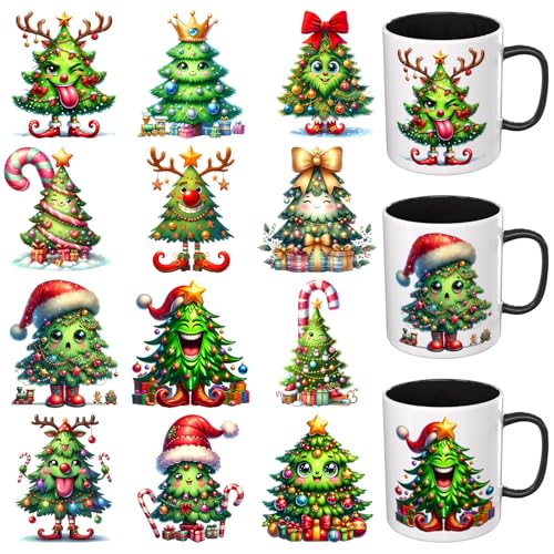 Dorsbaby 12 Bögen Weihnachtsbaum-UV-DTF-Becher (Schleife) von DORSBABY