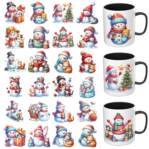 Dorsbaby 24 Blatt Schneemann UV DTF Cup Wrap (niedlich) von DORSBABY