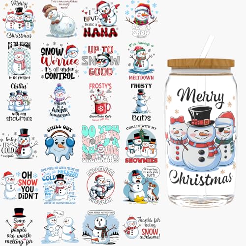 Dorsbaby 24 Blatt UV DTF Cup Wraps für 473 ml (Retro Christmas) von DORSBABY