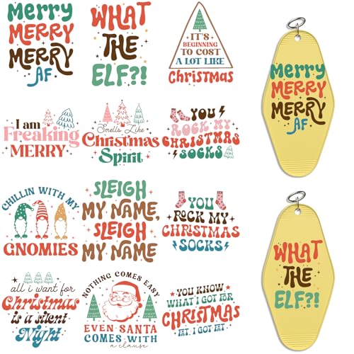 Dorsbaby 24 Blatt UV-DTF-Schlüsselanhänger-Transferpapier (Happy Christmas) von DORSBABY