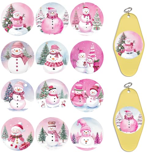 Dorsbaby 24 Blatt UV-DTF-Schlüsselanhänger-Transferpapier (rosa Schneemann) von DORSBABY