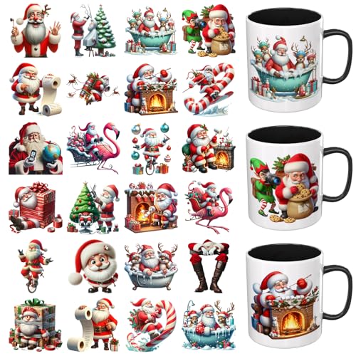Dorsbaby 24 Blatt Weihnachtsmann UV DTF Cup Wrap (Weihnachtsmann) von DORSBABY