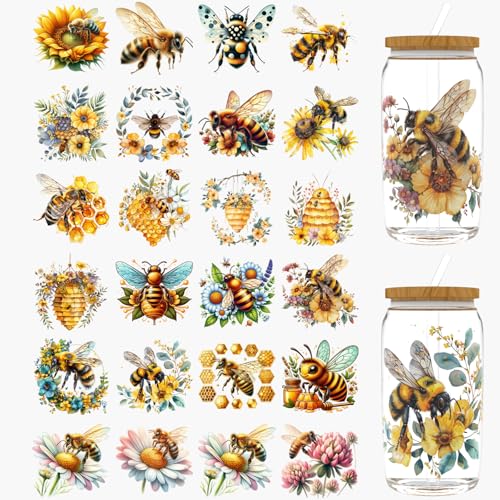 Dorsbaby 24 Stück Bee UV DTF Cup Wrap für Glas Serie UV DTF Cup Wraps für 473.6 g Glas, dekorative Tassen, Flaschen usw., Handwerk, DIY Kunstbedarf, Verpackung, Transferpapier Dorsbaby 24 Stück Bee UV DTF Cup Wrap für Glas Serie UV DTF Cup Wraps für 473.6 g Glas, dekorative Tassen, Flaschen usw., Handwerk, DIY Kunstbedarf, Verpackung, Transferpapier von DORSBABY