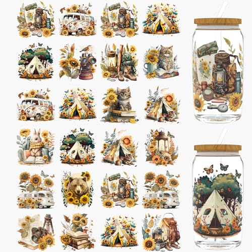 Dorsbaby 24 Stück Camping UV DTF Cup Wrap für Glas-Serie, UV DTF Cup Wraps für 473.6 g Glas, dekorative Tassen, Flaschen usw., Handwerk, DIY Kunstbedarf, Verpackung, Transferpapier Dorsbaby 24 Stück Camping UV DTF Cup Wrap für Glas-Serie, UV DTF Cup Wraps für 473.6 g Glas, dekorative Tassen, Flaschen usw., Handwerk, DIY Kunstbedarf, Verpackung, Transferpapier von DORSBABY