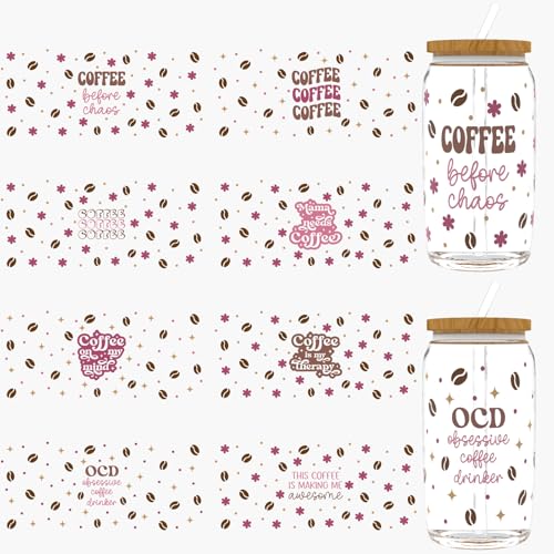 Dorsbaby 24 Stück Kaffee-UV-DTF-Becherwickel für Glas-Serie, UV-DTF-Becherverpackungen für 473 ml Glas, dekorative Tassen, Flaschen usw., Basteln, Bastelarbeiten, Bastelbedarf, Verpackung Dorsbaby 24 Stück Kaffee-UV-DTF-Becherwickel für Glas-Serie, UV-DTF-Becherverpackungen für 473 ml Glas, dekorative Tassen, Flaschen usw., Basteln, Bastelarbeiten, Bastelbedarf, Verpackung von DORSBABY