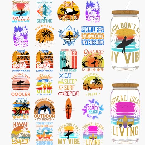 Dorsbaby 24 Stück UV-DTF-Becher-Wraps für 473 ml, Brillen, Tische, Stühle, Computer, hochviskoses UV-DTF-Transferpapier von DORSBABY