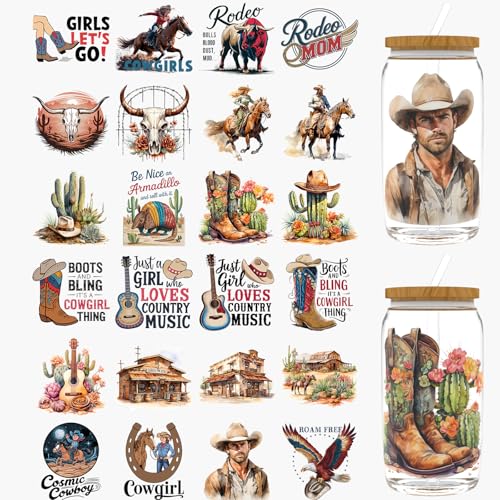 Dorsbaby 24 Stück Western Cowboy UV DTF Cup Wrap für Glas-Serie, UV DTF Cup Wraps für 473 ml Glas, dekorative Tassen, Flaschen usw., Handwerk, DIY Kunstbedarf, Verpackung, Transferpapier Dorsbaby 24 Stück Western Cowboy UV DTF Cup Wrap für Glas-Serie, UV DTF Cup Wraps für 473 ml Glas, dekorative Tassen, Flaschen usw., Handwerk, DIY Kunstbedarf, Verpackung, Transferpapier von DORSBABY