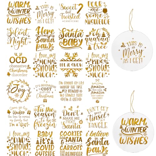 Dorsbaby 48 Blatt Weihnachtszitate Anhänger Transferpapier (Golden Christmas) von DORSBABY