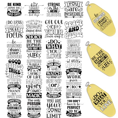 Dorsbaby 48 Stück Motivationszitate UV DTF Cup Wrap Transferpapier für Motel-Schlüsselanhänger, UV-DTF-Paket, Druckpapier, Schlüsselanhänger-Etiketten für Acryl-Hotel-Schlüsselanhänger, bunte Dorsbaby 48 Stück Motivationszitate UV DTF Cup Wrap Transferpapier für Motel-Schlüsselanhänger, UV-DTF-Paket, Druckpapier, Schlüsselanhänger-Etiketten für Acryl-Hotel-Schlüsselanhänger, bunte von DORSBABY