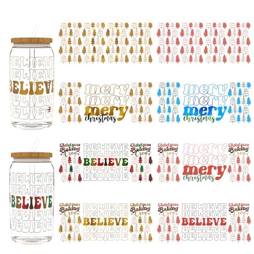 Dorsbaby 8 Blatt UV-DTF-Becher-Wraps für 473 ml (Believe in Christmas) von DORSBABY