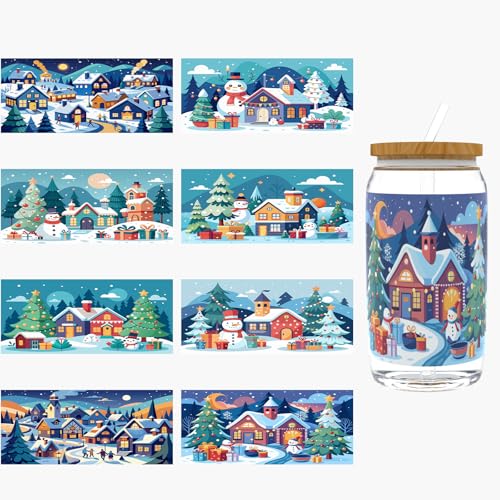 Dorsbaby 8 Blatt UV-DTF-Becher-Wraps für 473 ml (Weihnachtsschneemann) von DORSBABY
