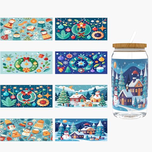 Dorsbaby 8 Blatt UV-DTF-Becher-Wraps für 473 ml (Winter Christmas) von DORSBABY