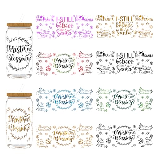Dorsbaby 8 Blatt süße UV-DTF-Becherwickel für 473 ml (Glaube an Weihnachten) von DORSBABY