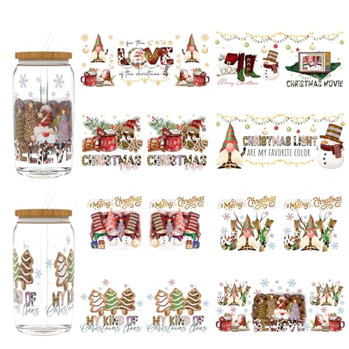 Dorsbaby 8 Blatt süße UV-DTF-Becherwickel für 473 ml (Merry Christmas) von DORSBABY