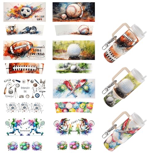 Dorsbaby 8 Bücher UV DTF Cup Wrap Transferpapier für Tassentyp Schlüsselanhänger, DIY Handwerk, Schlüsselanhänger für DIY Kreativität, UV DTF Cup Wrap (Baseball) von DORSBABY
