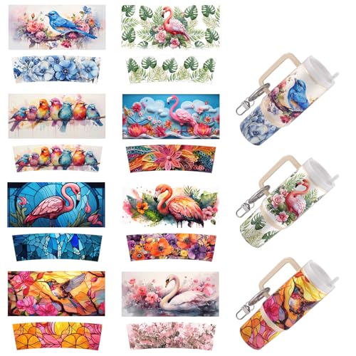 Dorsbaby 8 Stück Tiere UV DTF Cup Wrap Transferpapier für Tassentyp Schlüsselanhänger, DIY Handwerk, Schlüsselanhänger für DIY Kreativität UV DTF Cup Wrap (Vogel) von DORSBABY