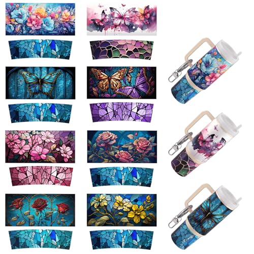 Dorsbaby 8 x Blumen und Schmetterlinge, UV-DTF-Becher, Transferpapier für DIY-Schlüsselanhänger, UV-DTF-Transferpapier für Schlüsselanhänger, persönliches Zubehör, hohe Viskosität, UV-DTF-Becherfolie Dorsbaby 8 x Blumen und Schmetterlinge, UV-DTF-Becher, Transferpapier für DIY-Schlüsselanhänger, UV-DTF-Transferpapier für Schlüsselanhänger, persönliches Zubehör, hohe Viskosität, UV-DTF-Becherfolie von DORSBABY