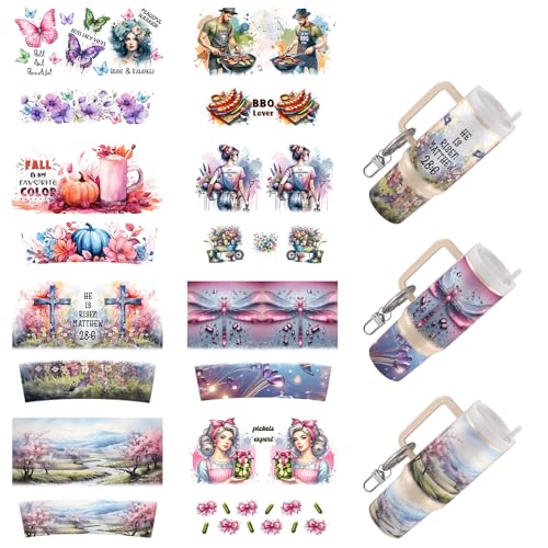 Dorsbaby 8 x Bücher UV DTF Cup Wrap Transferpapier für Tassentyp Schlüsselanhänger, DIY Handwerk, Schlüsselanhänger für DIY Kreativität, UV DTF Cup Wrap (Schlüsselanhänger) von DORSBABY