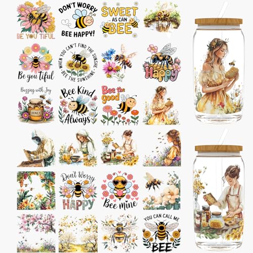 Dorsbaby Bees and Girls UV DTF Cup Wraps, UV DTF Transferpapier für 473 ml, Brillen, Tische, Stühle, Computer, hochviskose UV-DTF-Verpackung, 24 Stück Dorsbaby Bees and Girls UV DTF Cup Wraps, UV DTF Transferpapier für 473 ml, Brillen, Tische, Stühle, Computer, hochviskose UV-DTF-Verpackung, 24 Stück von DORSBABY