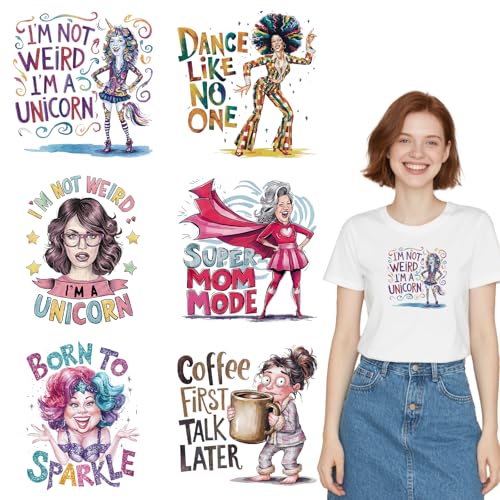 Dorsbaby DlY lron onDecals für T-Shirts, Kapuzenpullover, Kissen, Tragetasche, 6 Bögen von DORSBABY