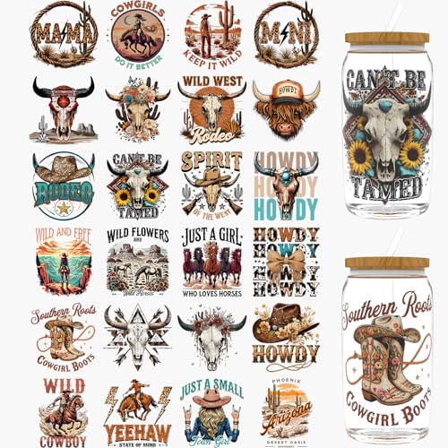 Dorsbaby UV-DTF-Becherfolie im Western-Stil, UV-DTF-Becher-Wraps für 473 ml, Gläser, Tische, Stühle, Computer, hochviskoses UV-DTF-Transferpapier, 24 Stück Dorsbaby UV-DTF-Becherfolie im Western-Stil, UV-DTF-Becher-Wraps für 473 ml, Gläser, Tische, Stühle, Computer, hochviskoses UV-DTF-Transferpapier, 24 Stück von DORSBABY