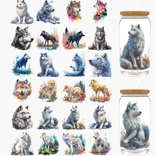 Dorsbaby Wolf UV-DTF-Becher-Wraps, UV-DTF-Transferpapier für 473 ml, Brillen, Tische, Stühle, Computer, hochviskose UV-DTF-Verpackung, 24 Stück Dorsbaby Wolf UV-DTF-Becher-Wraps, UV-DTF-Transferpapier für 473 ml, Brillen, Tische, Stühle, Computer, hochviskose UV-DTF-Verpackung, 24 Stück von DORSBABY