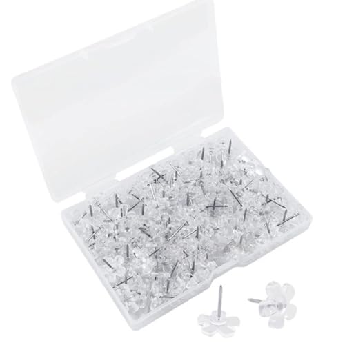 100 Stück Blumen-Nähnadeln mit transparenter Box, Quiltnadeln, Blumenkopf-Pinnnadel, Karte für Stoff, Nähen, Handwerk, für Stoff mit farbigen Köpfen, langer flacher Kopf von DOSERTY
