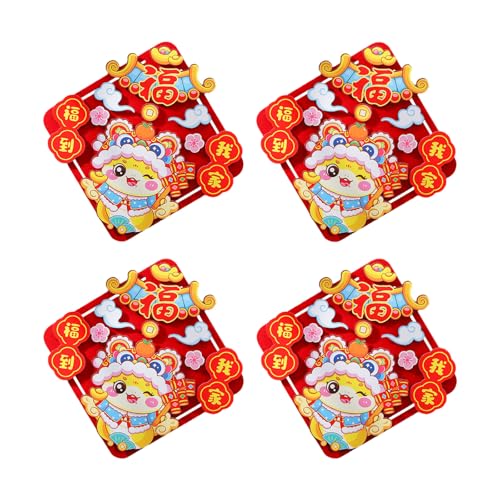 4 x einfach anzubringende Glücksaufkleber, Frühlingsfest, Cartoon-Schlangenjahr, Wandaufkleber, elegante Schaufensterdekoration, chinesisches Neujahrsdekor 4 x einfach anzubringende Glücksaufkleber, Frühlingsfest, Cartoon-Schlangenjahr, Wandaufkleber, elegante Schaufensterdekoration, chinesisches Neujahrsdekor von DOSERTY
