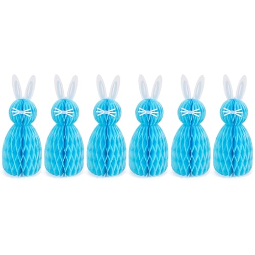 6 Stück Wabenförmige Oster-Hängedekorationen Kaninchen Tafelaufsätze Mode-Accessoire für Party und Tischdekoration Papierdekoration von DOSERTY