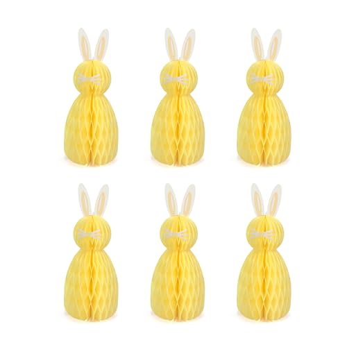 6 Stück Wabenförmige Oster-Hängedekorationen Kaninchen Tafelaufsätze Mode-Accessoire für Party und Tischdekoration Papierdekoration von DOSERTY