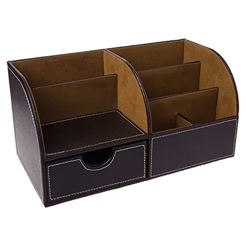 7 Ablagefächer, multifunktional, Leder, Büro-Schreibtisch-Organizer, Business-Stiftehalter, Klemmbrett von DOSERTY