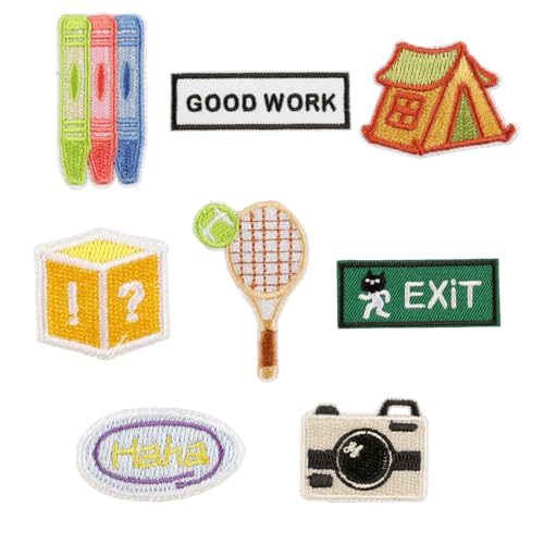 8 PCs Arbeit Bestickte Pflaster Kamera Eisen Auf Patches Reparaturflecken Tennisschläger Nähflecken Für Kleidungstasche 8 PCs Arbeit Bestickte Pflaster Kamera Eisen Auf Patches Reparaturflecken Tennisschläger Nähflecken Für Kleidungstasche von DOSERTY
