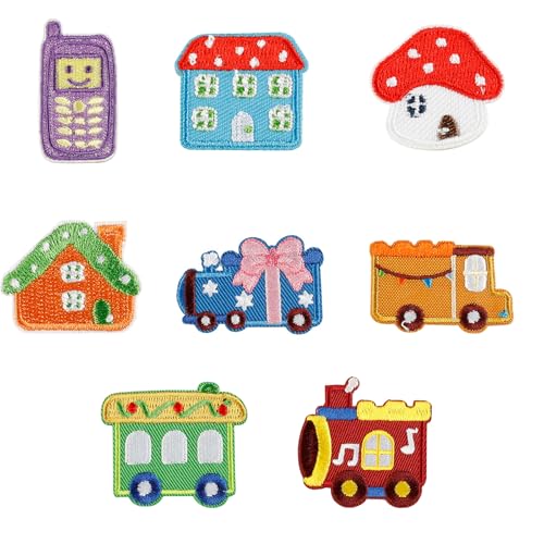 8 Stück Cartoon Truck Applikation Patches Lovely Toy Car Iron On Patches Embroidered Repair Sew On Sewing Iron Cartoon Truck Embroidery for Jean von DOSERTY